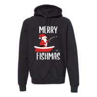 Merry Fishmas Funny Santa Fishing Fisherman Christmas Xmas Premium Hoodie