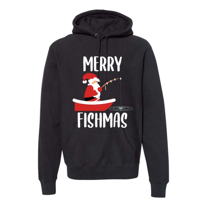 Merry Fishmas Funny Santa Fishing Fisherman Christmas Xmas Premium Hoodie