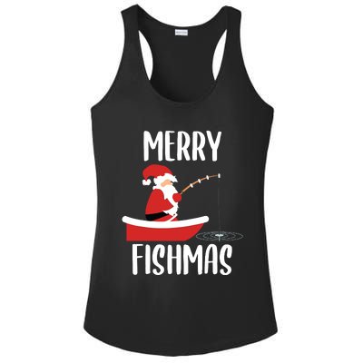 Merry Fishmas Funny Santa Fishing Fisherman Christmas Xmas Ladies PosiCharge Competitor Racerback Tank