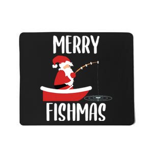 Merry Fishmas Funny Santa Fishing Fisherman Christmas Xmas Mousepad