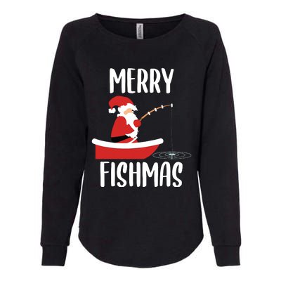 Merry Fishmas Funny Santa Fishing Fisherman Christmas Xmas Womens California Wash Sweatshirt