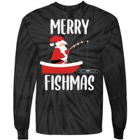 Merry Fishmas Funny Santa Fishing Fisherman Christmas Xmas Tie-Dye Long Sleeve Shirt