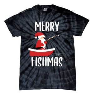 Merry Fishmas Funny Santa Fishing Fisherman Christmas Xmas Tie-Dye T-Shirt