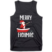 Merry Fishmas Funny Santa Fishing Fisherman Christmas Xmas Tank Top