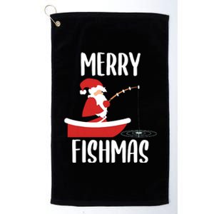 Merry Fishmas Funny Santa Fishing Fisherman Christmas Xmas Platinum Collection Golf Towel