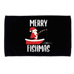 Merry Fishmas Funny Santa Fishing Fisherman Christmas Xmas Microfiber Hand Towel