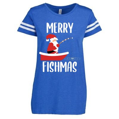 Merry Fishmas Funny Santa Fishing Fisherman Christmas Xmas Enza Ladies Jersey Football T-Shirt