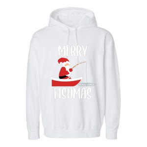 Merry Fishmas Funny Santa Fishing Fisherman Christmas Xmas Garment-Dyed Fleece Hoodie