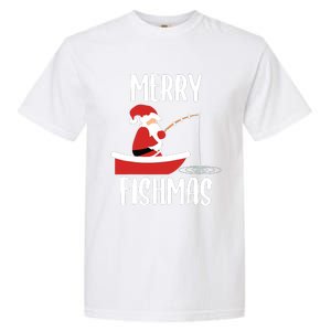 Merry Fishmas Funny Santa Fishing Fisherman Christmas Xmas Garment-Dyed Heavyweight T-Shirt