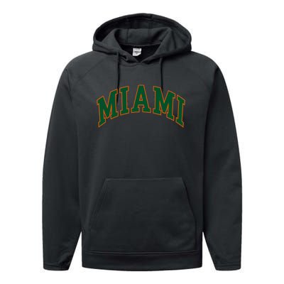 Miami Football Font Performance Fleece Hoodie