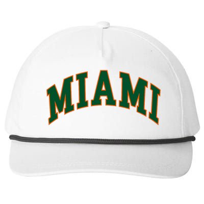 Miami Football Font Snapback Five-Panel Rope Hat