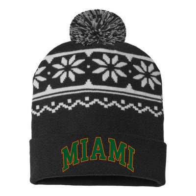 Miami Football Font USA-Made Snowflake Beanie