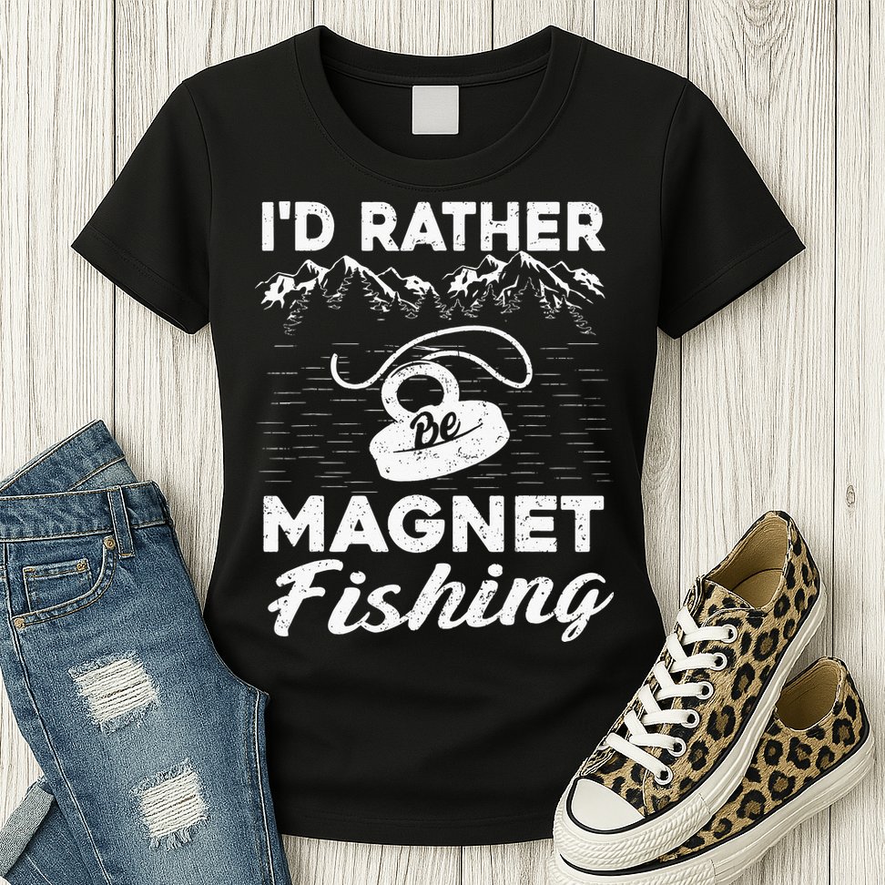 Magnet Fishing Funny I'd Rather Be Magnet Fishing Womens T-Shirt
