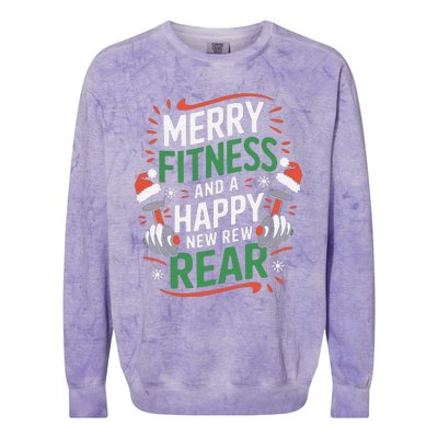 Merry Fitness Funny New Rear Gym Lover Christmas Colorblast Crewneck Sweatshirt