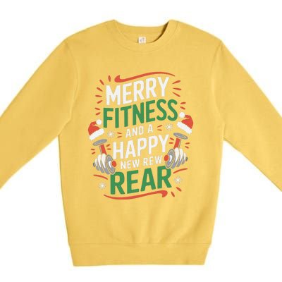 Merry Fitness Funny New Rear Gym Lover Christmas Premium Crewneck Sweatshirt