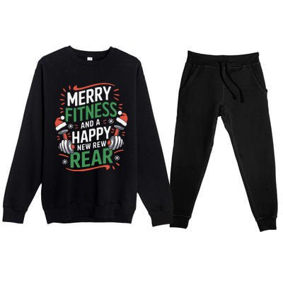 Merry Fitness Funny New Rear Gym Lover Christmas Premium Crewneck Sweatsuit Set