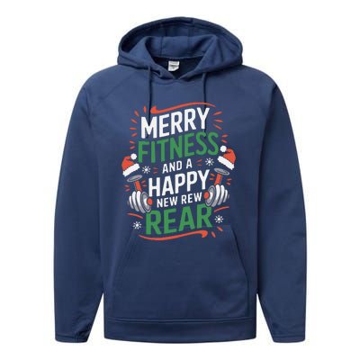 Merry Fitness Funny New Rear Gym Lover Christmas Performance Fleece Hoodie