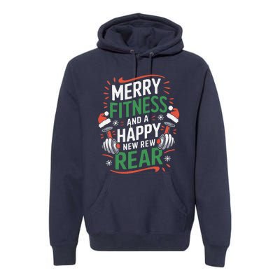 Merry Fitness Funny New Rear Gym Lover Christmas Premium Hoodie