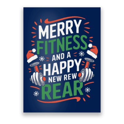 Merry Fitness Funny New Rear Gym Lover Christmas Poster