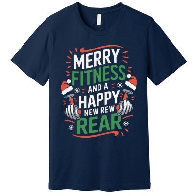 Merry Fitness Funny New Rear Gym Lover Christmas Premium T-Shirt