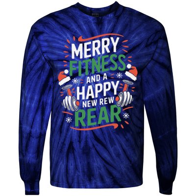 Merry Fitness Funny New Rear Gym Lover Christmas Tie-Dye Long Sleeve Shirt