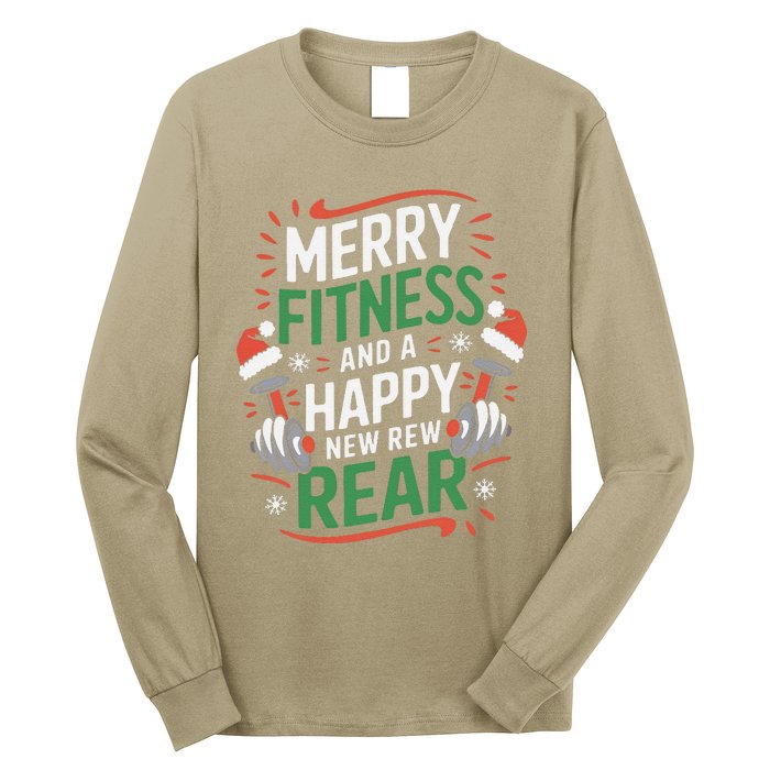 Merry Fitness Funny New Rear Gym Lover Christmas Long Sleeve Shirt