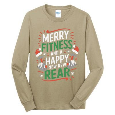 Merry Fitness Funny New Rear Gym Lover Christmas Tall Long Sleeve T-Shirt