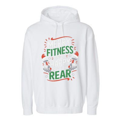 Merry Fitness Funny New Rear Gym Lover Christmas Garment-Dyed Fleece Hoodie