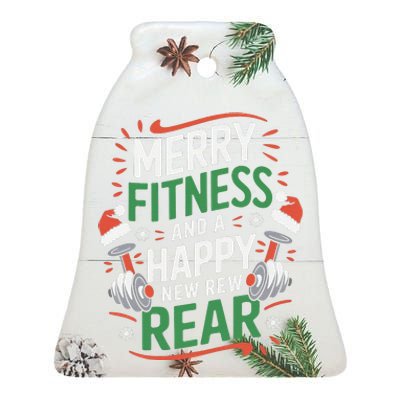 Merry Fitness Funny New Rear Gym Lover Christmas Ceramic Bell Ornament