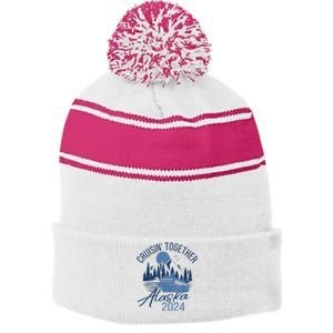 Matching Family Friends And Group Alaska Cruise 2024 Trip Stripe Pom Pom Beanie