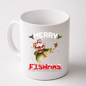 Merry Fishmas Funny Santa Riding Fish Christmas Pjs Fishers Coffee Mug