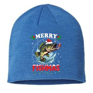 Merry Fishmas Fish Funny Fishing Christmas Dad Great Gift Sustainable Beanie