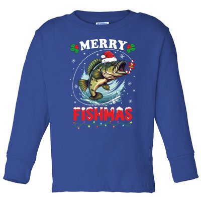 Merry Fishmas Fish Funny Fishing Christmas Dad Great Gift Toddler Long Sleeve Shirt