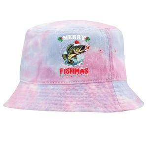 Merry Fishmas Fish Funny Fishing Christmas Dad Great Gift Tie-Dyed Bucket Hat