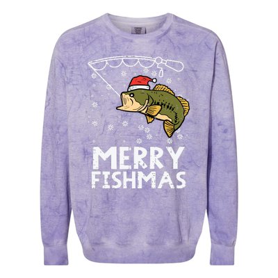 Merry Fishmas Fish Fishing Xmas Christmas Dad Colorblast Crewneck Sweatshirt