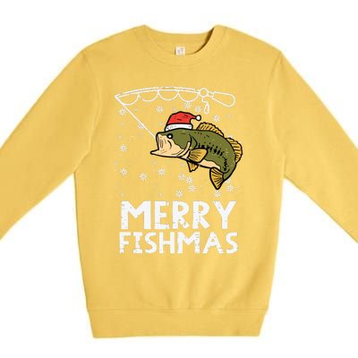 Merry Fishmas Fish Fishing Xmas Christmas Dad Premium Crewneck Sweatshirt