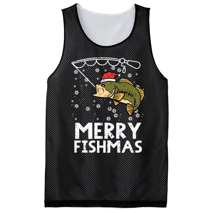 Merry Fishmas Fish Fishing Xmas Christmas Dad Mesh Reversible Basketball Jersey Tank