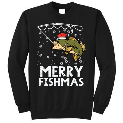 Merry Fishmas Fish Fishing Xmas Christmas Dad Tall Sweatshirt