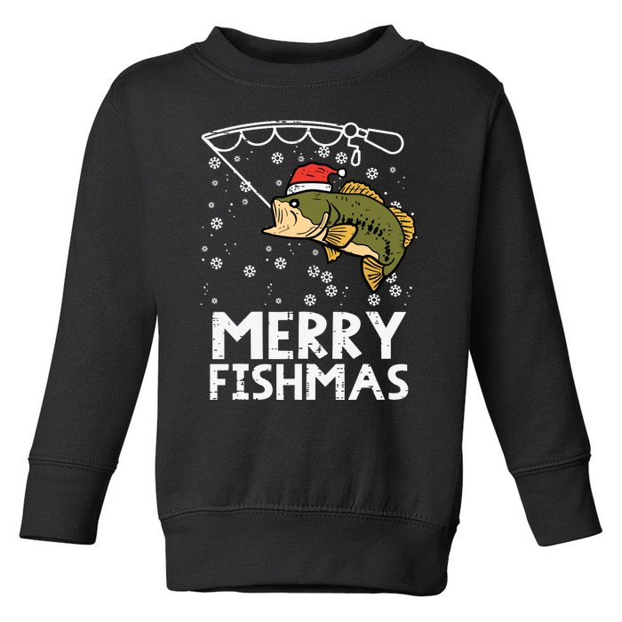 Merry Fishmas Fish Fishing Xmas Christmas Dad Toddler Sweatshirt