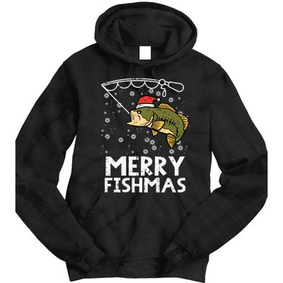 Merry Fishmas Fish Fishing Xmas Christmas Dad Tie Dye Hoodie