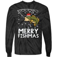 Merry Fishmas Fish Fishing Xmas Christmas Dad Tie-Dye Long Sleeve Shirt