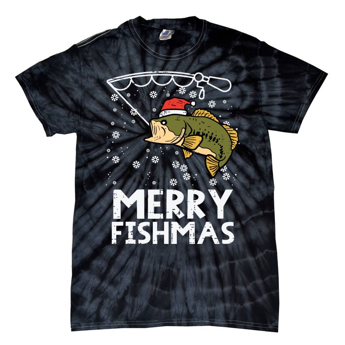 Merry Fishmas Fish Fishing Xmas Christmas Dad Tie-Dye T-Shirt