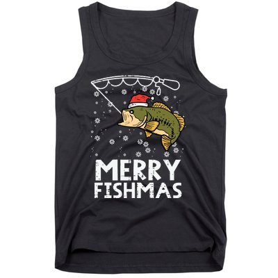 Merry Fishmas Fish Fishing Xmas Christmas Dad Tank Top