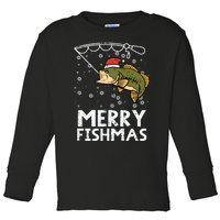 Merry Fishmas Fish Fishing Xmas Christmas Dad Toddler Long Sleeve Shirt