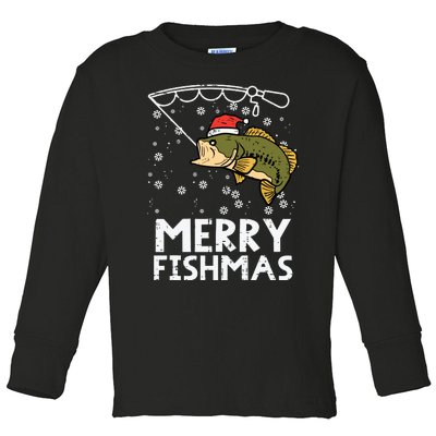 Merry Fishmas Fish Fishing Xmas Christmas Dad Toddler Long Sleeve Shirt