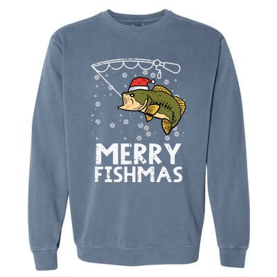 Merry Fishmas Fish Fishing Xmas Christmas Dad Garment-Dyed Sweatshirt