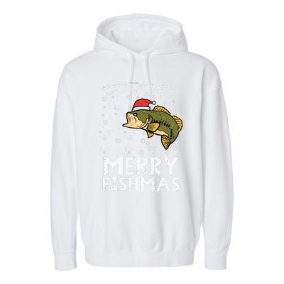 Merry Fishmas Fish Fishing Xmas Christmas Dad Garment-Dyed Fleece Hoodie