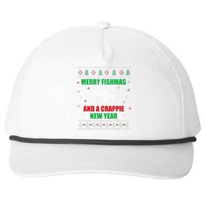 Merry Fishmas Fish Fishing Fisherman Ugly Christmas Xmas Snapback Five-Panel Rope Hat