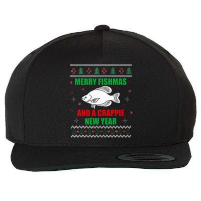 Merry Fishmas Fish Fishing Fisherman Ugly Christmas Xmas Wool Snapback Cap