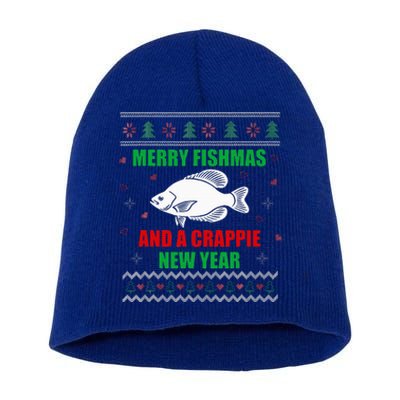 Merry Fishmas Fish Fishing Fisherman Ugly Christmas Xmas Short Acrylic Beanie